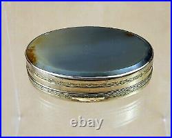 Premier Antique Oval Box Gilded & Tooled Brass Thick Specimen Agate Top & Bottom