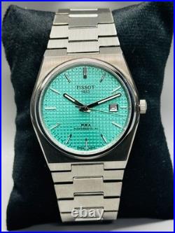 Preowned Tissot PRX Powermatic 80 Luxury Swiss Wristwatch Tiffney Blue