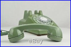 Professionally Restored Vintage Antique Rotary Telephone- Moss Green 500