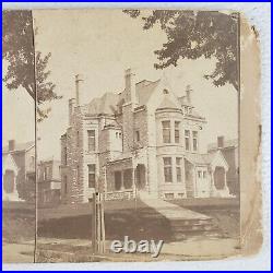 Quincy IL Stereoview c1877 Daugherty Memorial Illinois Funeral Home House N486