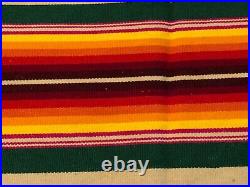 RARE 78x 68 PENDLETON Magenta, Gray, Green, Cream Stripe Wool/Cotton Blanket