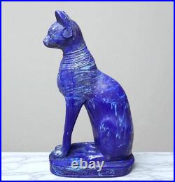 RARE ANCIENT EGYPTIAN ANTIQUE Malachite Statue Of Goddess Bastet Cat Egypt BC