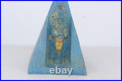 RARE ANCIENT EGYPTIAN ANTIQUE OSIRIS and HORUS Blue Pyramid Statue Egypt History