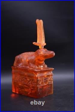 RARE ANCIENT EGYPTIAN ANTIQUE Statue God Sobek Crocodile for Amber Stone Egypt