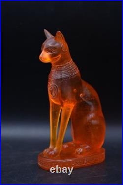 RARE ANCIENT EGYPTIAN ANTIQUE Statue Goddess Bastet Cat for Amber Stone Egypt BC