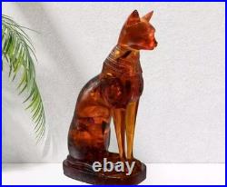 RARE ANCIENT EGYPTIAN ANTIQUE Statue Goddess Bastet Cat for Amber Stone Egypt BC