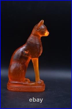 RARE ANCIENT EGYPTIAN ANTIQUE Statue Goddess Bastet Cat for Amber Stone Egypt BC