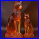 RARE-ANCIENT-EGYPTIAN-ANTIQUES-2-Statue-Goddess-Bastet-Cat-Made-Amber-Stone-BC-01-omf