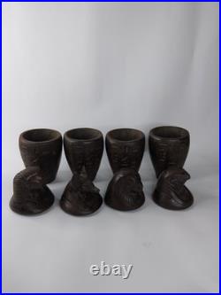 RARE ANCIENT EGYPTIAN ANTIQUITIES 4 Statue Stone Canopic Jars with Hieroglyphics