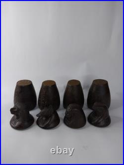 RARE ANCIENT EGYPTIAN ANTIQUITIES 4 Statue Stone Canopic Jars with Hieroglyphics