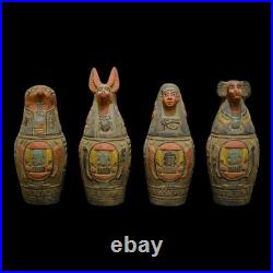 RARE ANCIENT EGYPTIAN ANTIQUITIES 4 Stone Box Canopic Jars Internal Organs