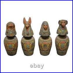 RARE ANCIENT EGYPTIAN ANTIQUITIES 4 Stone Box Canopic Jars Internal Organs