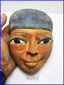 RARE ANCIENT EGYPTIAN ANTIQUITIES Colorful Mask Of Heavy Stone Pharaonic BC