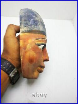 RARE ANCIENT EGYPTIAN ANTIQUITIES Colorful Mask Of Heavy Stone Pharaonic BC