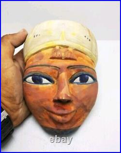 RARE ANCIENT EGYPTIAN ANTIQUITIES Colorful Mask for King Egyptian Pharaonic BC