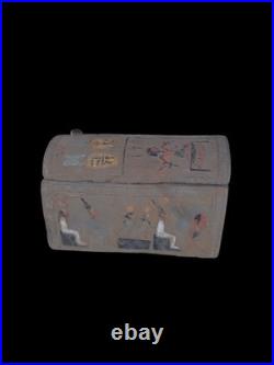 RARE ANCIENT EGYPTIAN ANTIQUITIES Osiris Nut Scarab Symbol Carved Jewelry Box