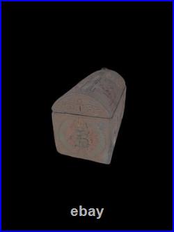 RARE ANCIENT EGYPTIAN ANTIQUITIES Osiris Nut Scarab Symbol Carved Jewelry Box