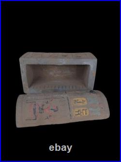 RARE ANCIENT EGYPTIAN ANTIQUITIES Osiris Nut Scarab Symbol Carved Jewelry Box