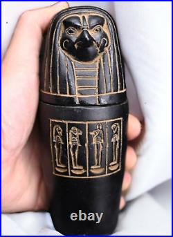 RARE ANCIENT EGYPTIAN ANTIQUITIES Set 4 Canopic Jars to Sons Horus Handmade BC