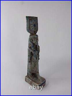 RARE ANCIENT EGYPTIAN ANTIQUITIES Statue Hathor with Luck Good Hieroglyphic