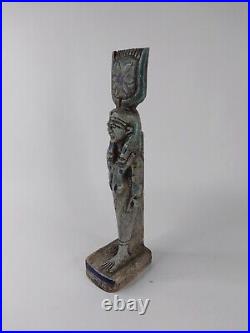 RARE ANCIENT EGYPTIAN ANTIQUITIES Statue Hathor with Luck Good Hieroglyphic