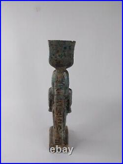 RARE ANCIENT EGYPTIAN ANTIQUITIES Statue Hathor with Luck Good Hieroglyphic