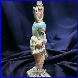 RARE ANCIENT EGYPTIAN ANTIQUITIES Statue Large Hathor Goddess Of Sky Pharaonic