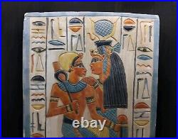 RARE ANCIENT EGYPTIAN ANTIQUITIES Stela Relief for Isis Embraces King Ramses III