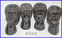 RARE ANCIENT EGYPTIAN PHARAOH ANTIQUE 4 CANOPIC Jars Mummification Old Egypt