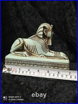 RARE ANCIENT EGYPTIAN PHARAONIC ANTIQUE Sphinx Statue Green Stone 1391 BC
