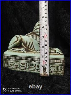RARE ANCIENT EGYPTIAN PHARAONIC ANTIQUE Sphinx Statue Green Stone 1391 BC