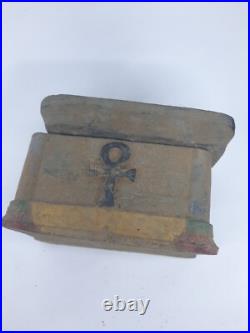 RARE ANTIQUE ANCIENT EGYPTIAN Jewelry Box Key of Life with Magic Hieroglyphic