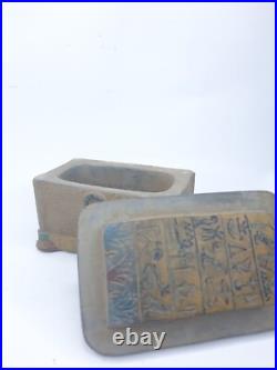 RARE ANTIQUE ANCIENT EGYPTIAN Jewelry Box Key of Life with Magic Hieroglyphic