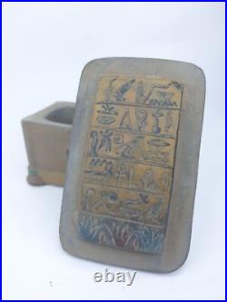 RARE ANTIQUE ANCIENT EGYPTIAN Jewelry Box Key of Life with Magic Hieroglyphic