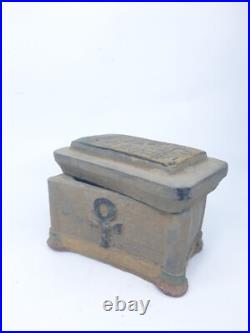 RARE ANTIQUE ANCIENT EGYPTIAN Jewelry Box Key of Life with Magic Hieroglyphic