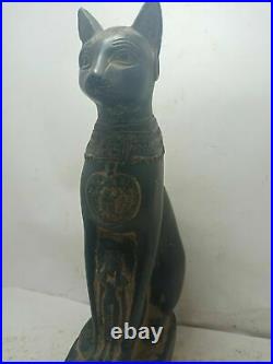 RARE ANTIQUE ANCIENT EGYPTIAN Statue Goddess Bastet Cat Isis Scarab 1740 Bc