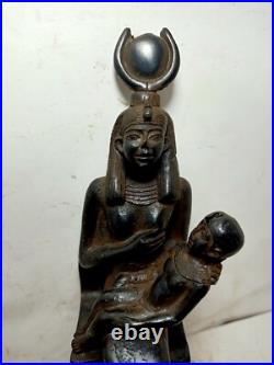 RARE ANTIQUE ANCIENT EGYPTIAN Statue Seated Goddess Isis Nursing Horus