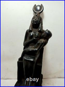 RARE ANTIQUE ANCIENT EGYPTIAN Statue Seated Goddess Isis Nursing Horus