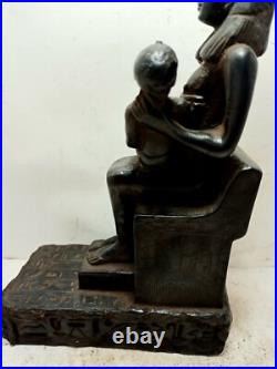 RARE ANTIQUE ANCIENT EGYPTIAN Statue Seated Goddess Isis Nursing Horus