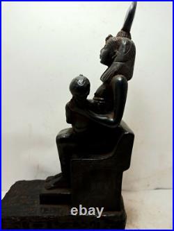 RARE ANTIQUE ANCIENT EGYPTIAN Statue Seated Goddess Isis Nursing Horus