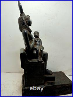 RARE ANTIQUE ANCIENT EGYPTIAN Statue Seated Goddess Isis Nursing Horus