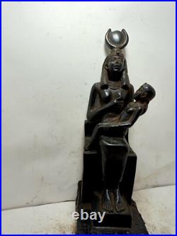 RARE ANTIQUE ANCIENT EGYPTIAN Statue Seated Goddess Isis Nursing Horus