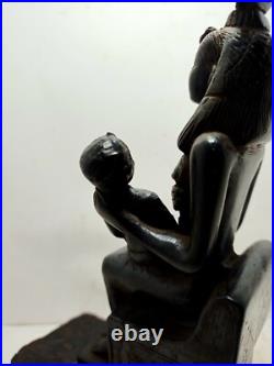 RARE ANTIQUE ANCIENT EGYPTIAN Statue Seated Goddess Isis Nursing Horus