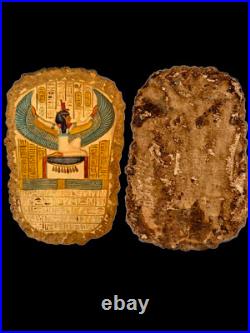 RARE ANTIQUE ANCIENT EGYPTIAN Stela Winged Goddess Isis Magic Hieroglyphic