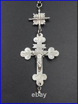 RARE ANTIQUE STERLING SIVER BAVARIAN GERMAN ROSARY FILIGREE BEADS 1840's