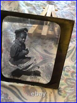 RARE Antique 1800s penn state african-American little girl social history slide