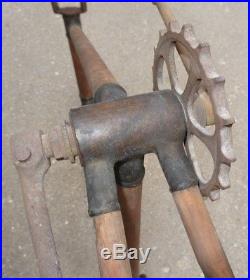 RARE Antique 1890s Wood Frame Bicycle Brass Lugs Skip Tooth Sprocket Prototype
