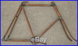 RARE Antique 1890s Wood Frame Bicycle Brass Lugs Skip Tooth Sprocket Prototype