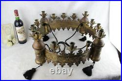 RARE Antique 1900 Monastery Church candle Holder gothic Chandelier religious n2