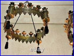 RARE Antique 1900 Monastery Church candle Holder gothic Chandelier religious n2